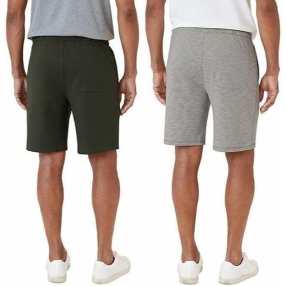 Eddie Bauer Men's XL Knit Lounge Shorts 2-pack Zip Secured Pocket B15 Gray Green - Picture 6 of 14